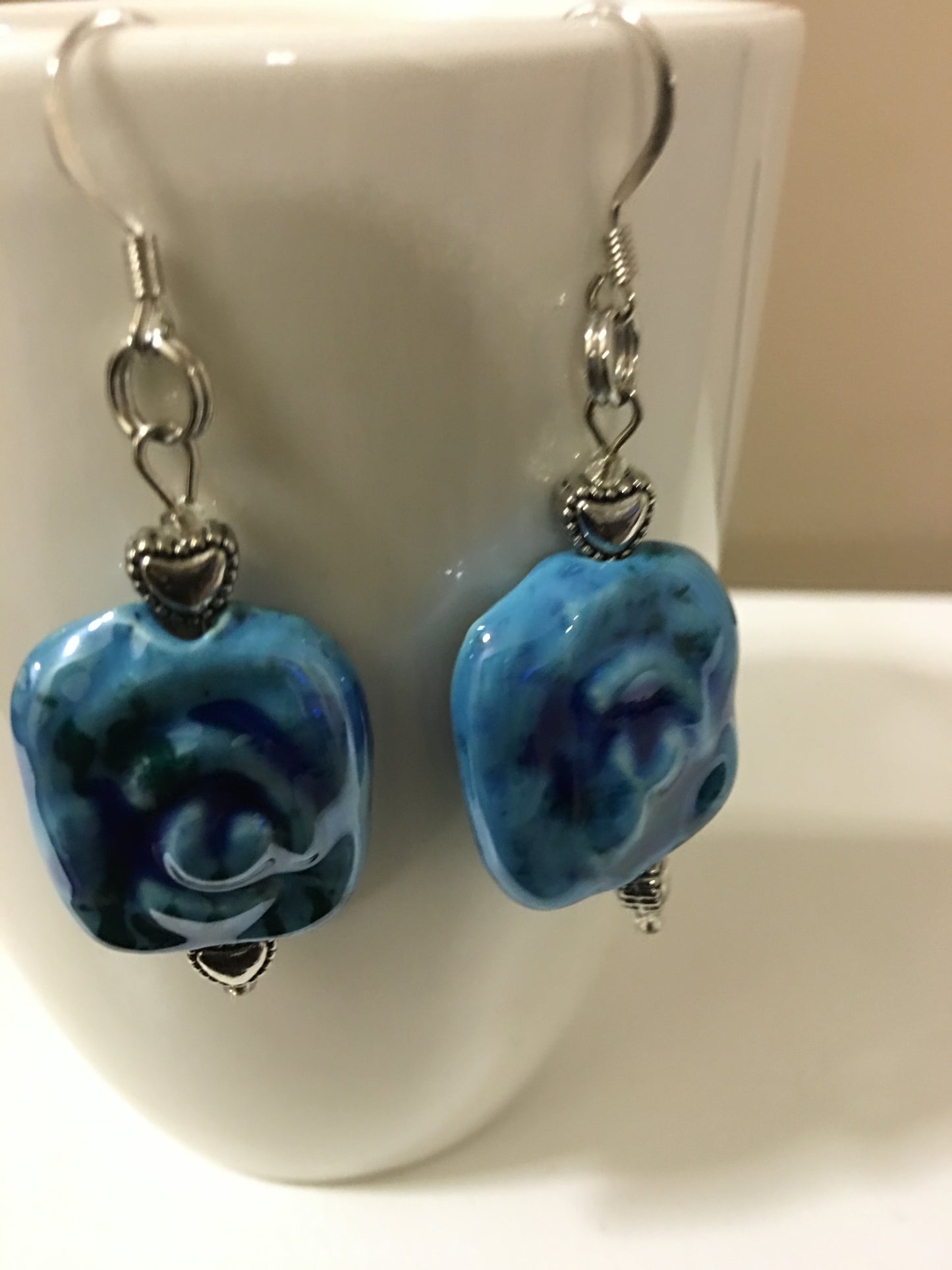 Blue Swirl Nugget Earrings