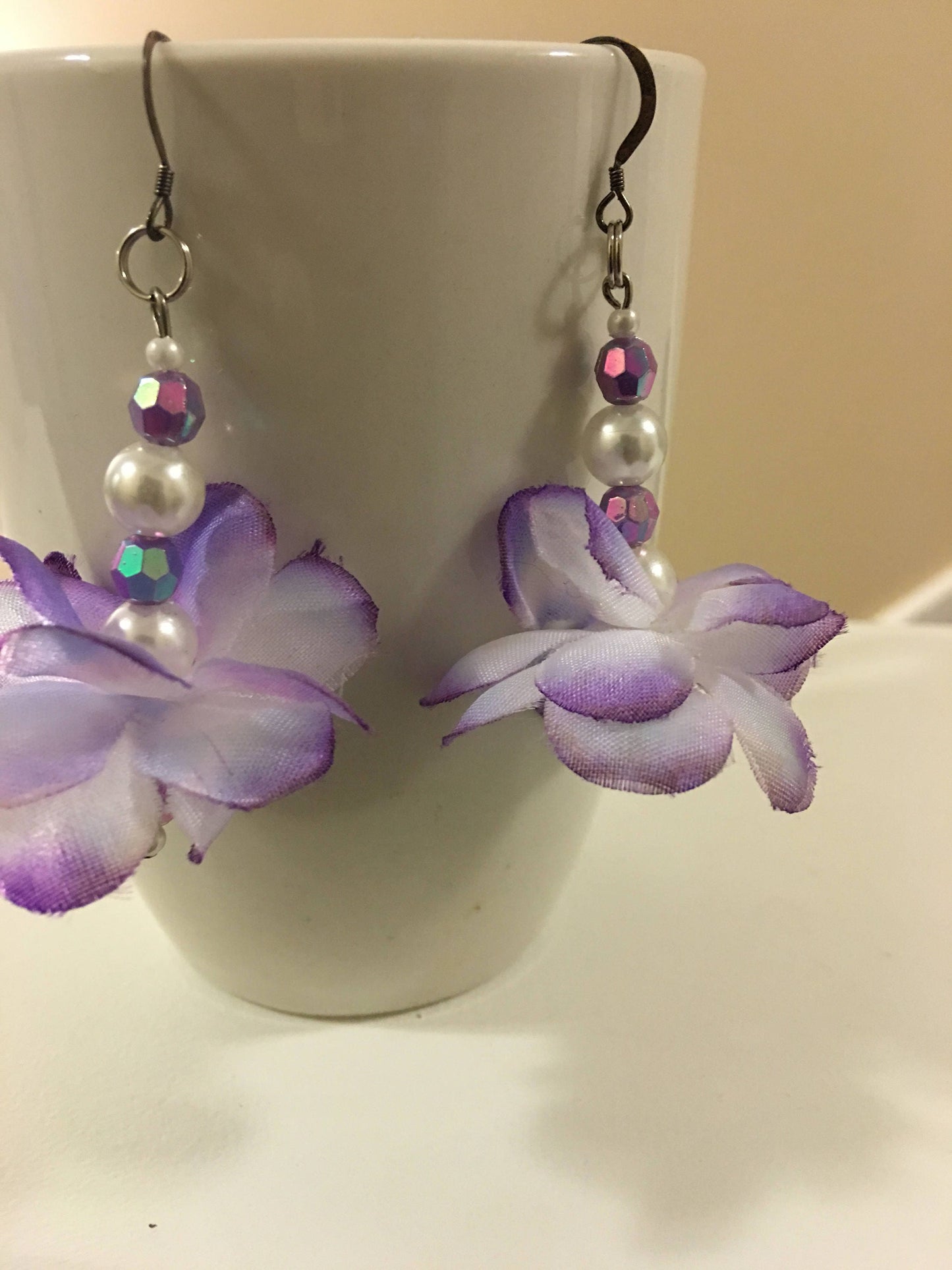 Purple Passion Pearl Floral Earrings