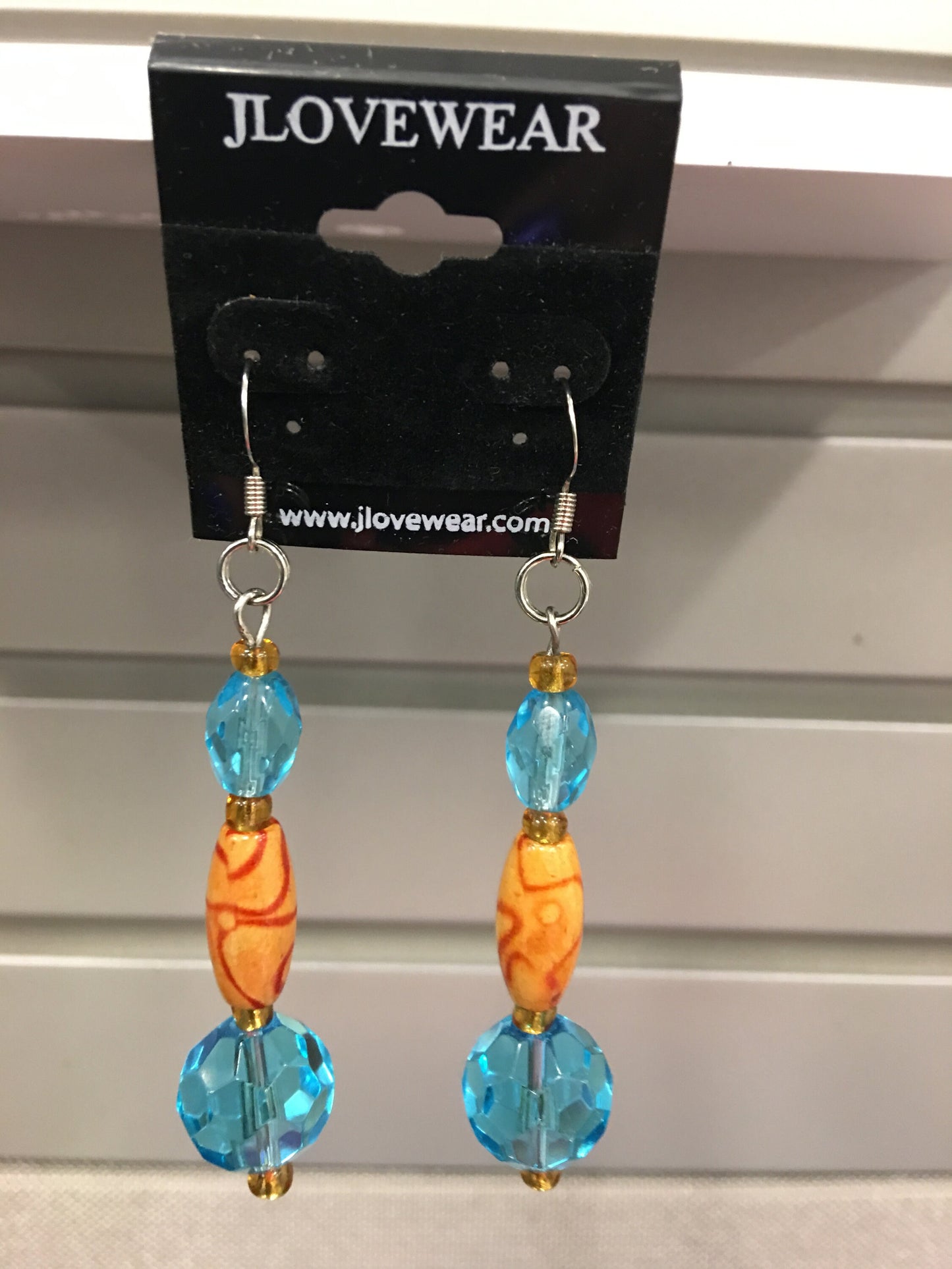 Wood Barrel Turquoise Earrings
