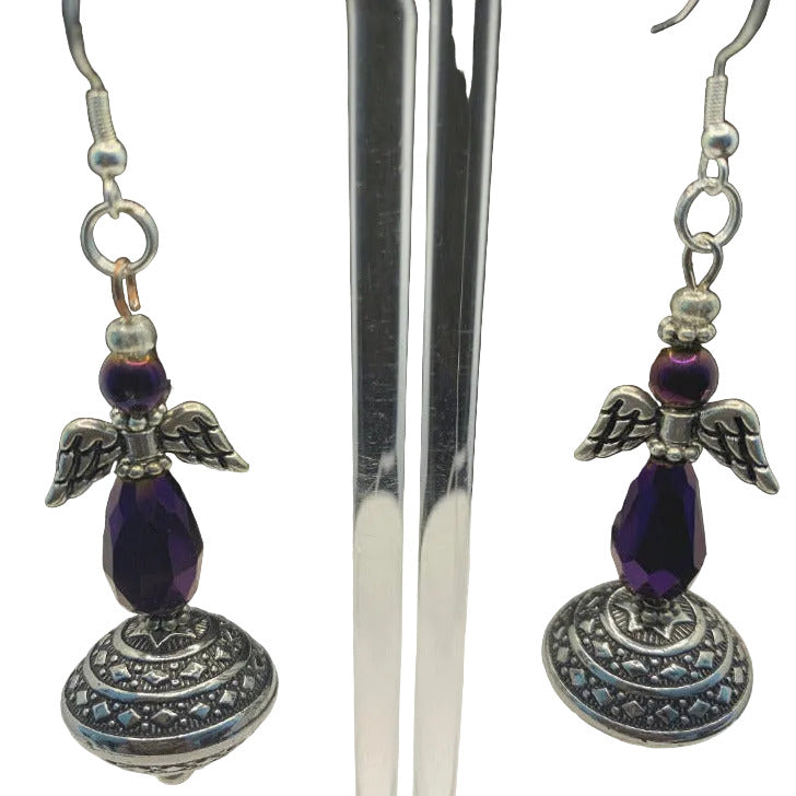 Guardian Angel of Love - Purple Earring Set