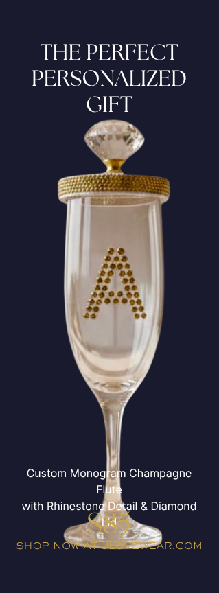Champgne Glass with Rhinestone Decorated Lid