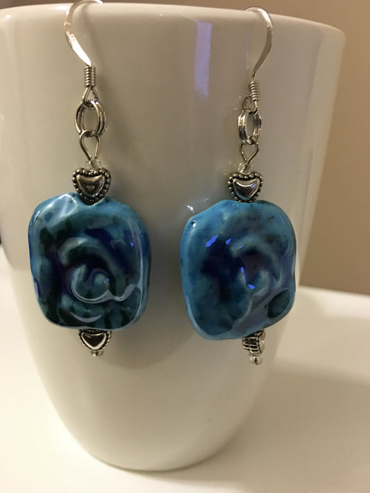 Blue Swirl Nugget Earrings