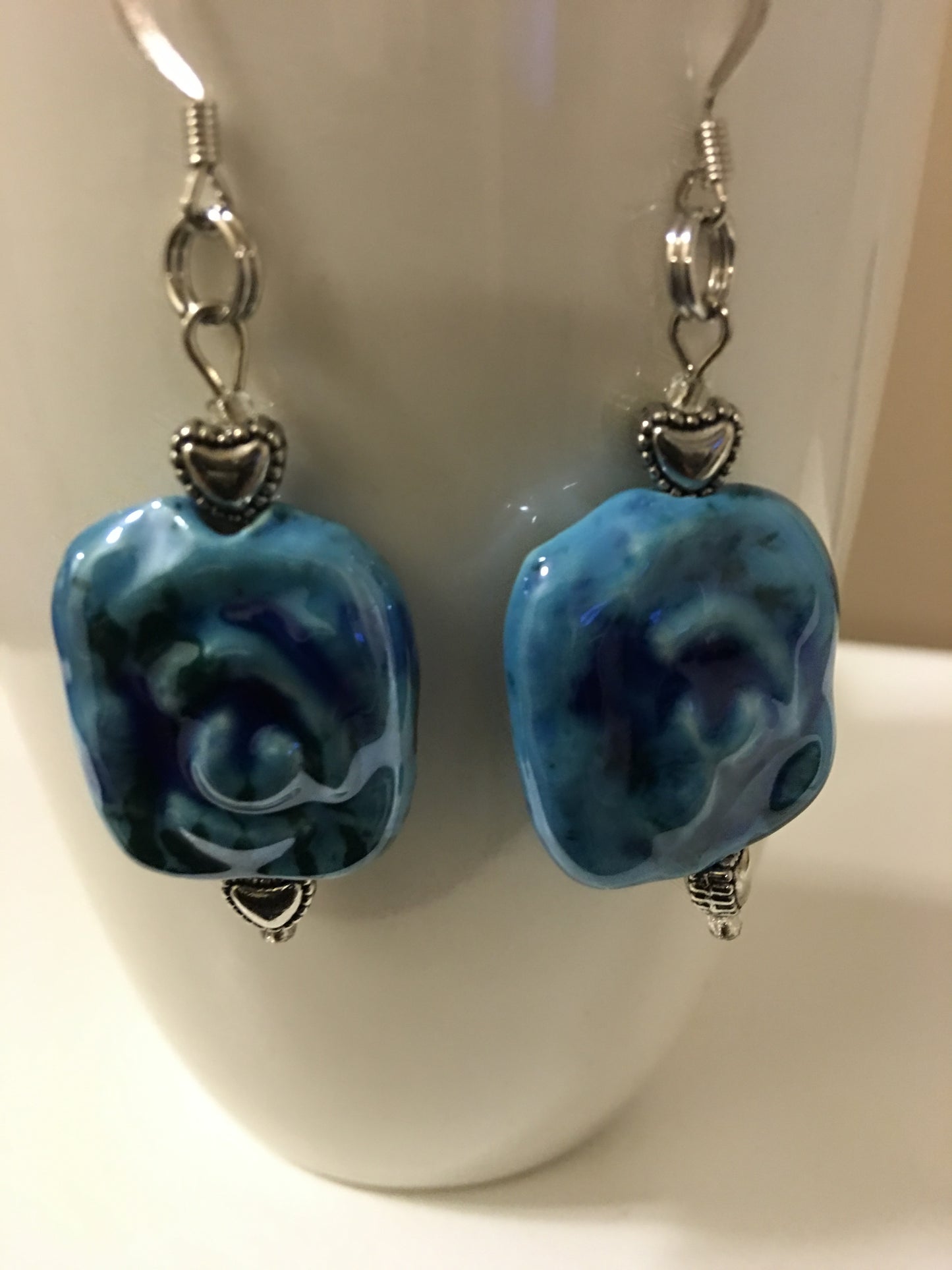 Blue Swirl Nugget Earrings