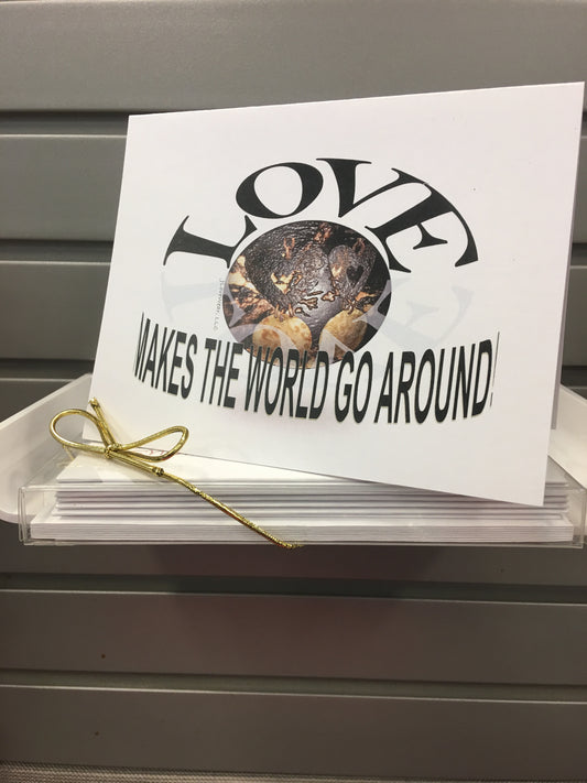 Love Makes the World Go Around Note Cards, Set of 8 Greeting Cards Packaged