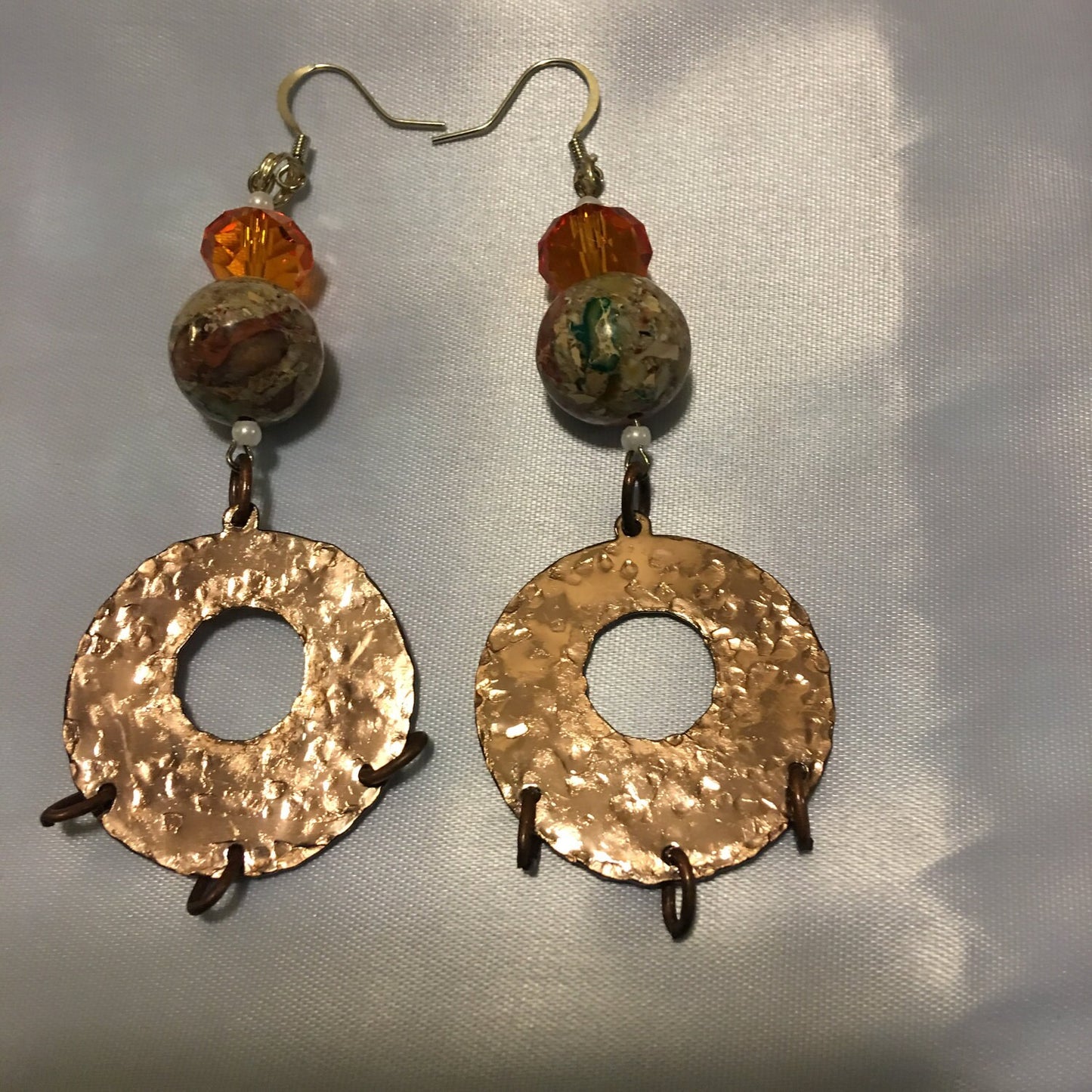 Marble Copper Metal Circular Earrings