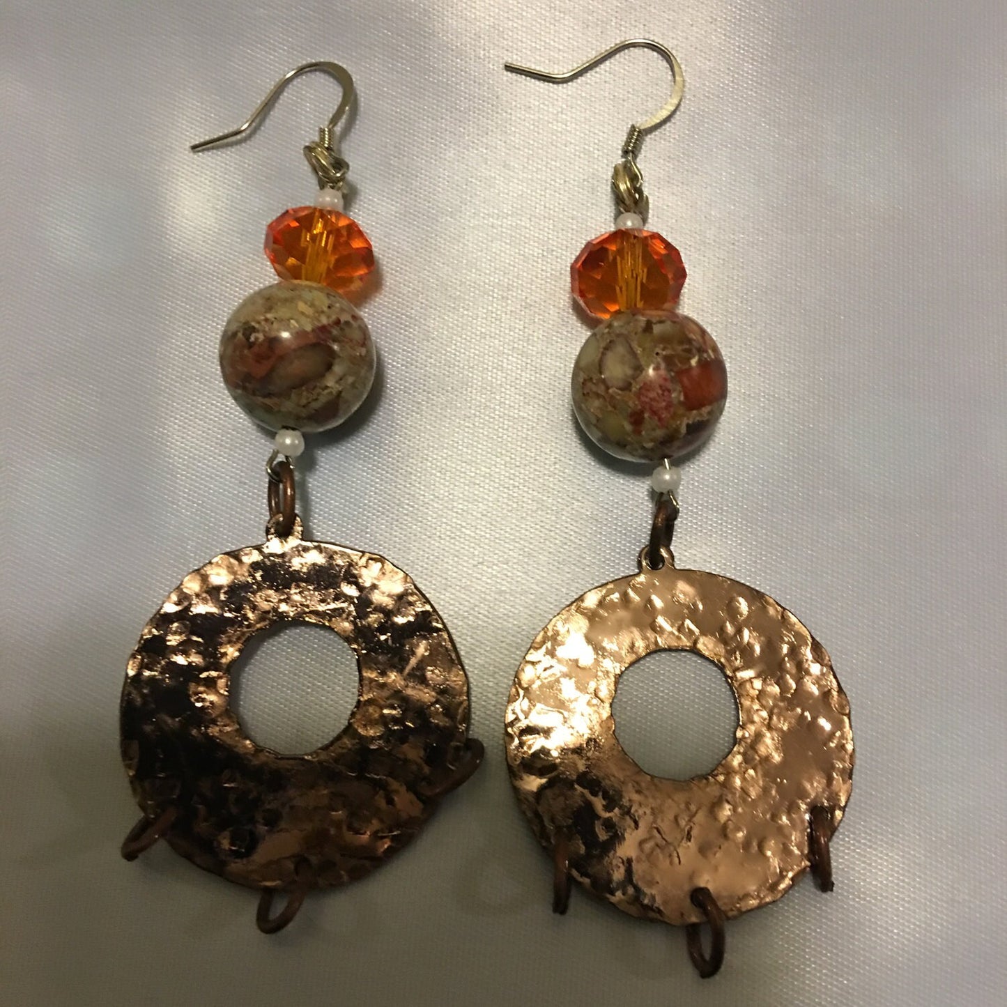 Marble Copper Metal Circular Earrings