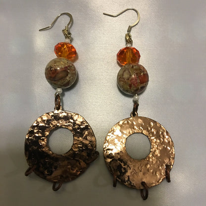Marble Copper Metal Circular Earrings