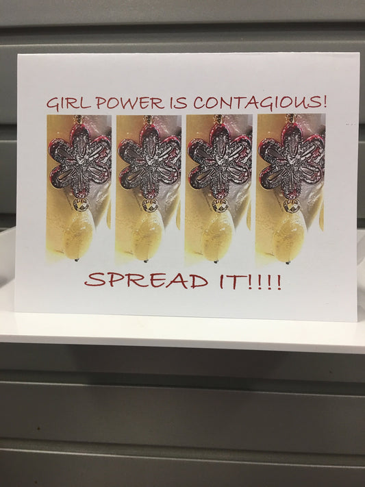 Girl Power is Contagious Note Card - Set of 8 Greeting Cards Packaged