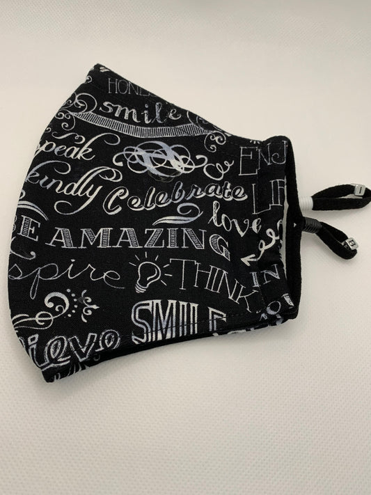 Inspirational Positive Affirmation 3- Layer Face Mask - Adjustable Elastic Ear Cord