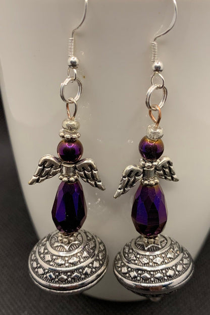 Guardian Angel of Love - Purple Earring Set